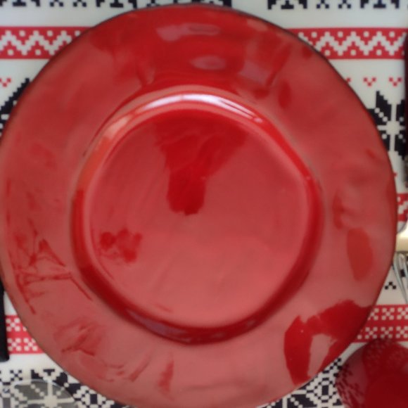 2nd. 1 Beautiful vintage red ceramic dinner plate (12 plates total). Like new! - Picture 2 of 13